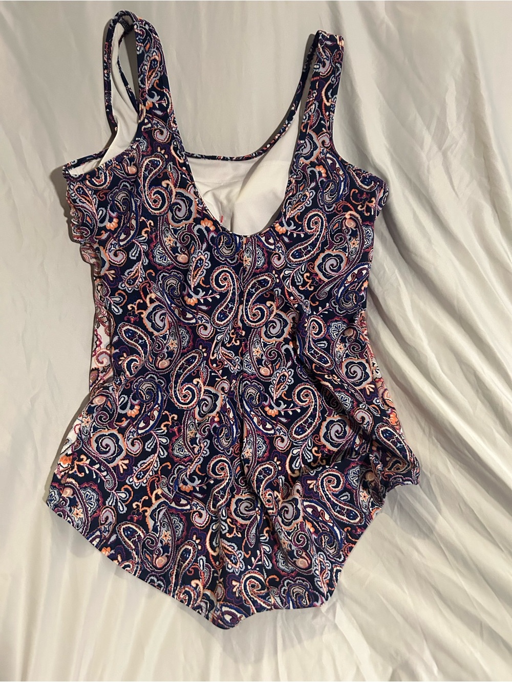 Lands' End Paisley swimsuit in Pink and Navy pattern - Picture 5 of 13